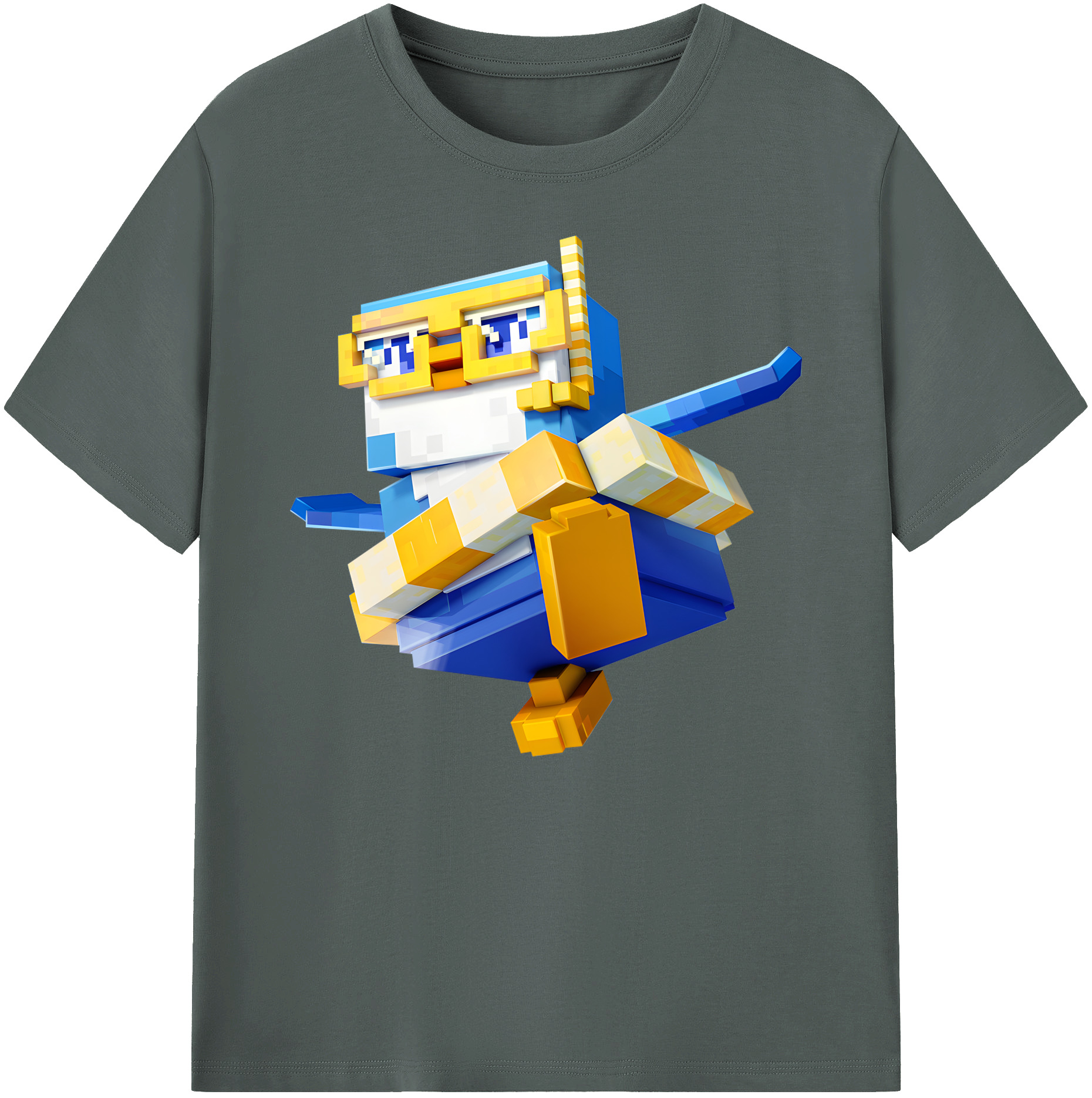 （画像用） マインクラフト ブロックの世界 Minecraft MC Block world 綿100％ メンズ半袖Tシャツ｜肌触りやわらか＆通気性